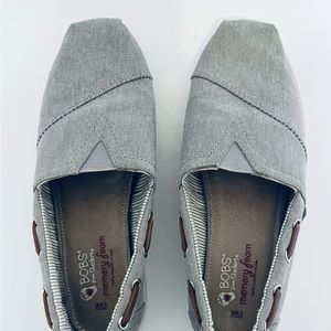 Bobs Skechers Gray Loafers Memory Foam Size 6.5 Textile Upper Leather Insole